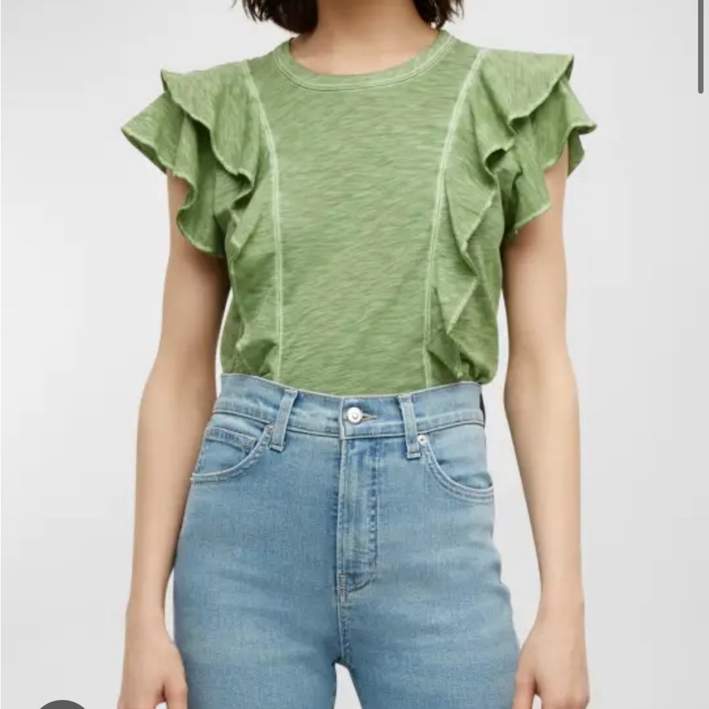 Veronica Beard Green Ruffle Sleeve Women's Top NWT